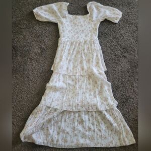 NWT Kings Road white floral tiered maxi dress size large